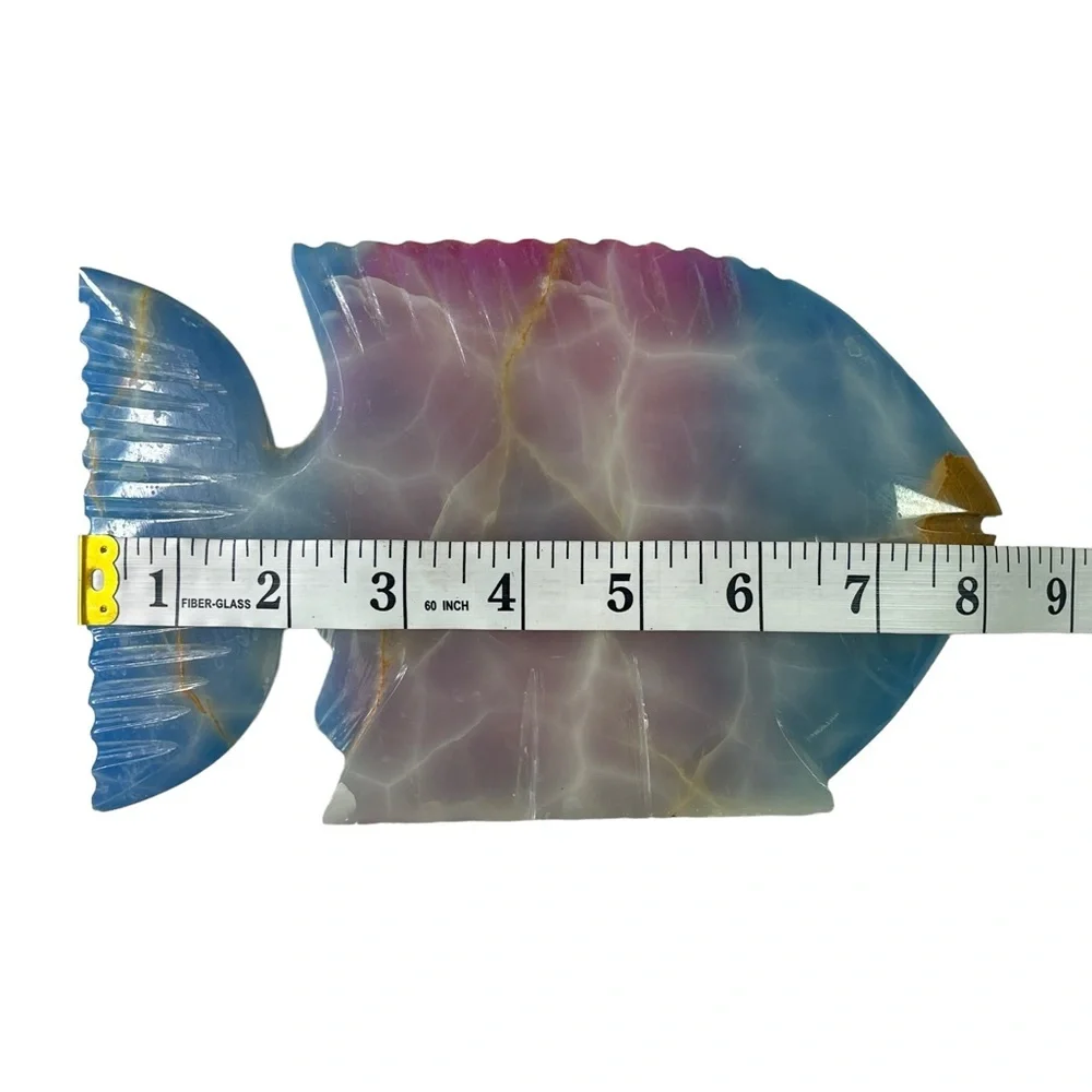 Pakistan‎ Hand Crafted Colorful Genuine Onyx Stone Fish Figure